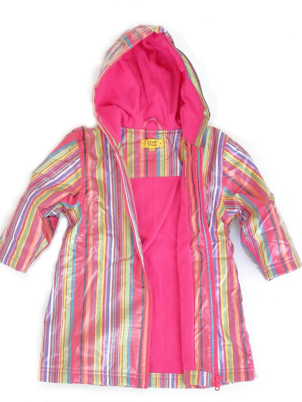 Pluie Pluie Girls Pink Striped Raincoat 100% Cotton Fleece Lined Jacket Size 7/8